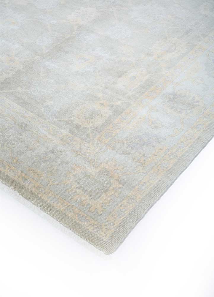 aalam green wool Hand Knotted Rug - FloorShot