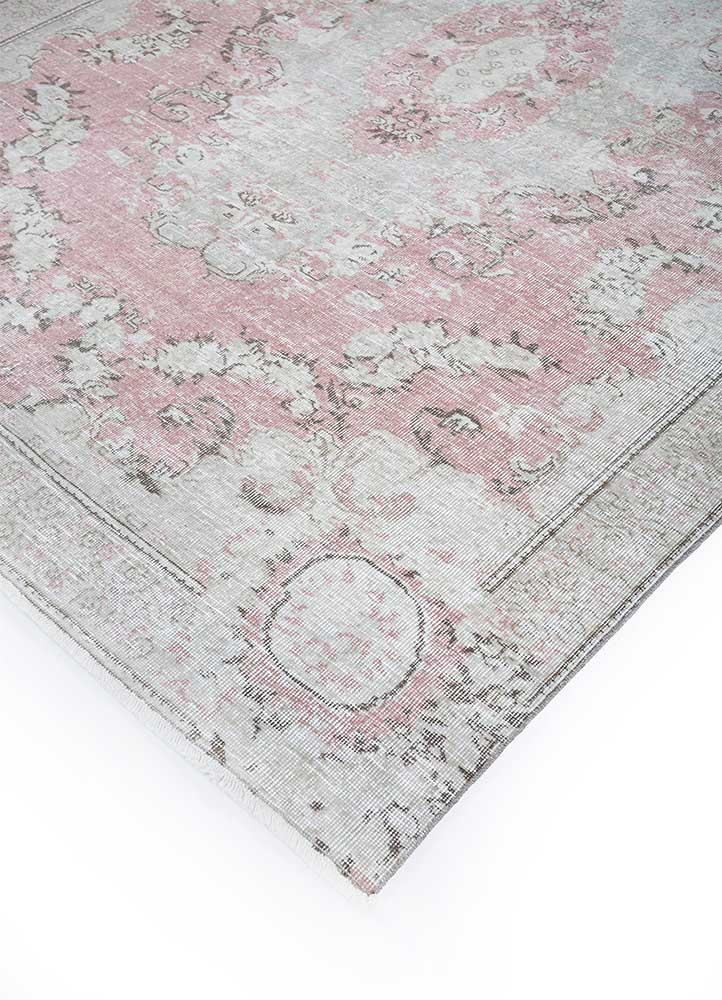 vintage pink and purple wool Hand Knotted Rug - FloorShot