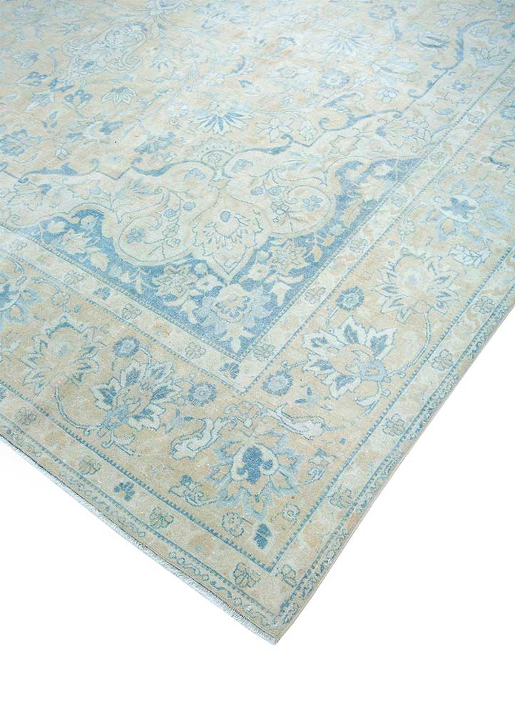 vintage blue wool Hand Knotted Rug - FloorShot