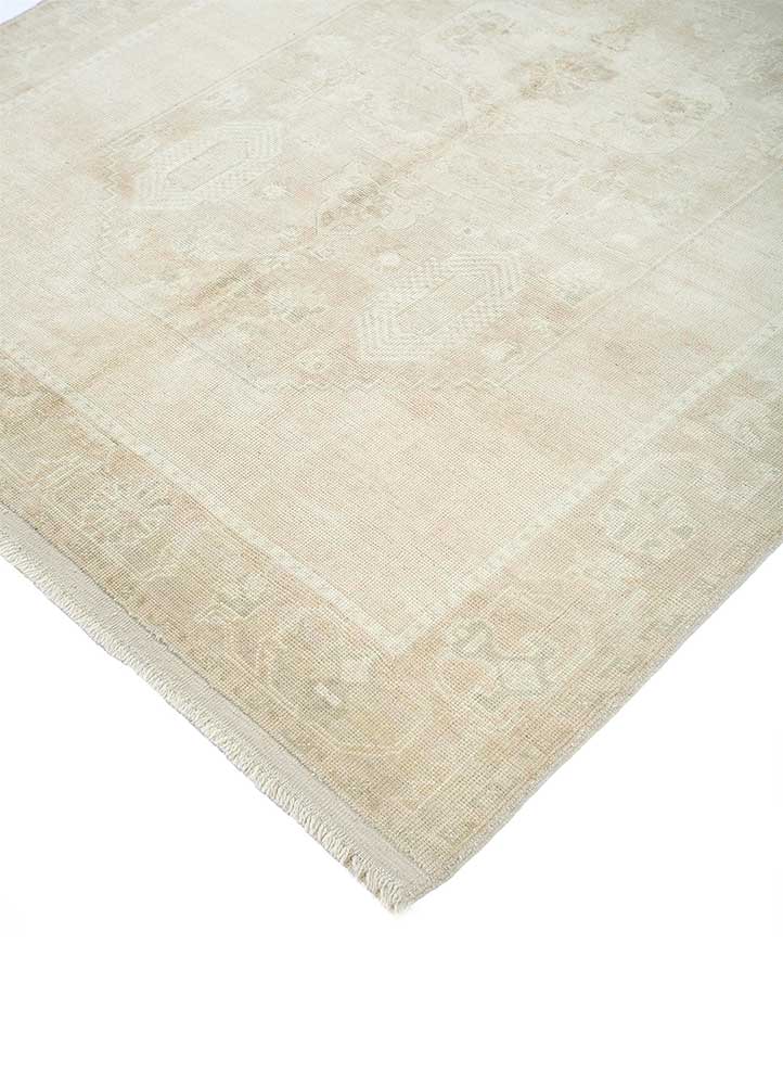 vintage beige and brown wool Hand Knotted Rug - FloorShot