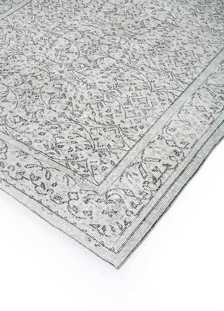 vintage green wool Hand Knotted Rug - FloorShot