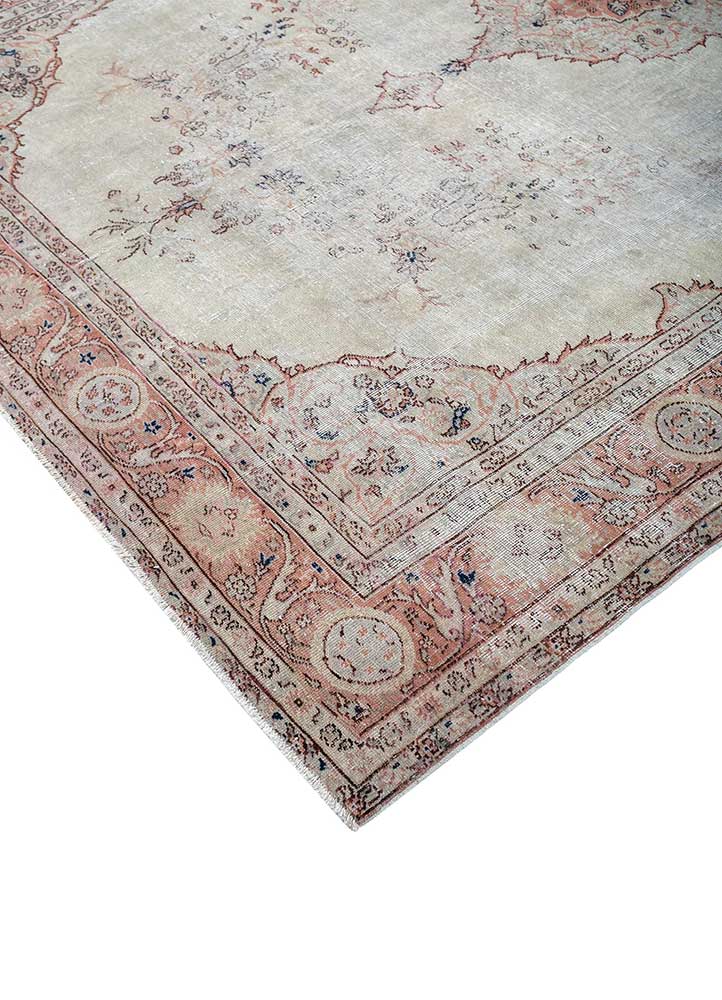 vintage beige and brown wool Hand Knotted Rug - FloorShot