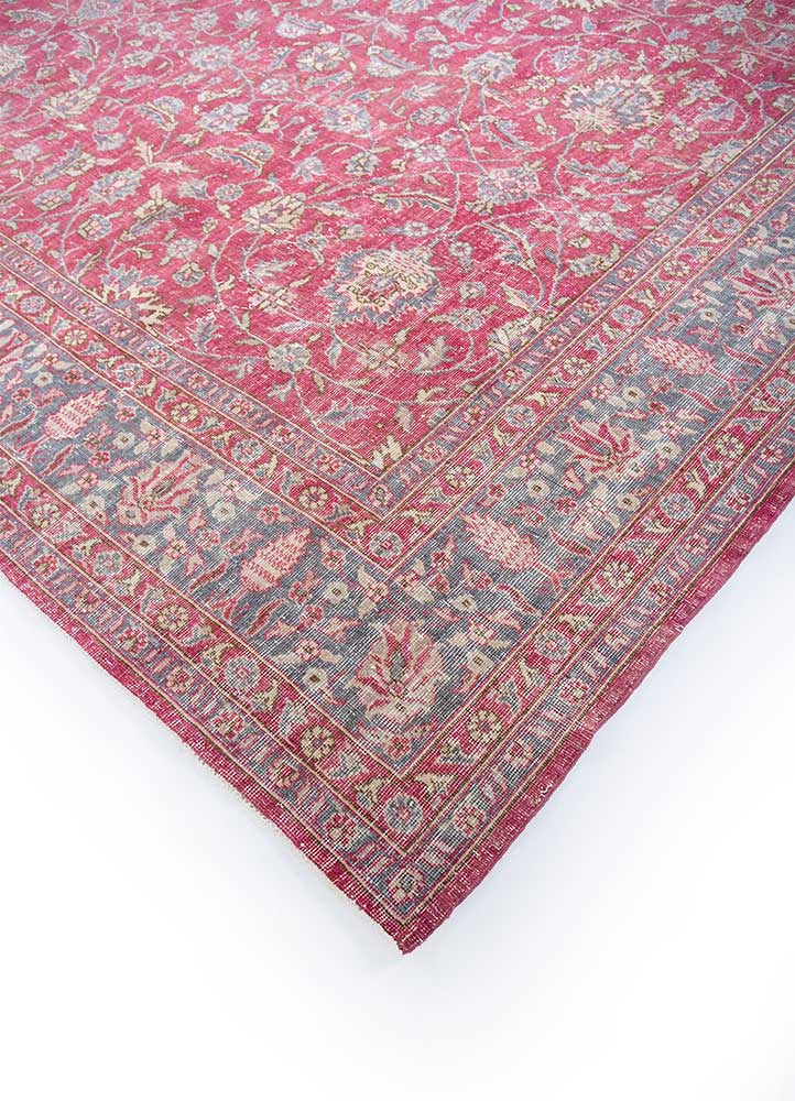 vintage red and orange wool Hand Knotted Rug - FloorShot