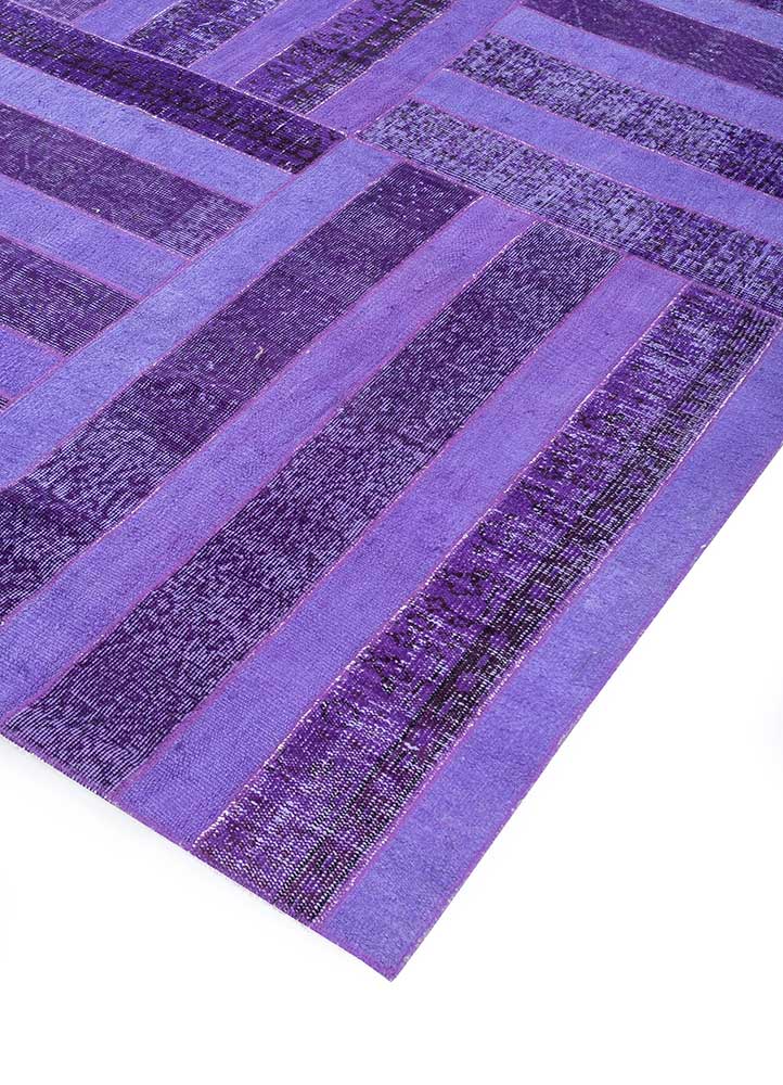 provenance pink and purple wool Hand Knotted Rug - FloorShot