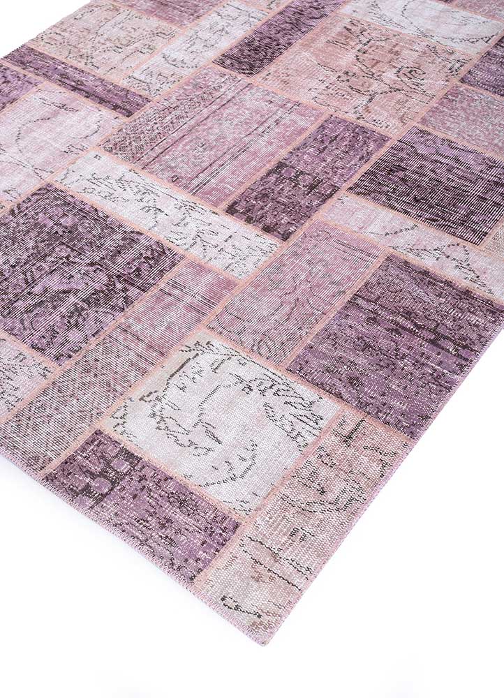 provenance pink and purple wool Hand Knotted Rug - FloorShot