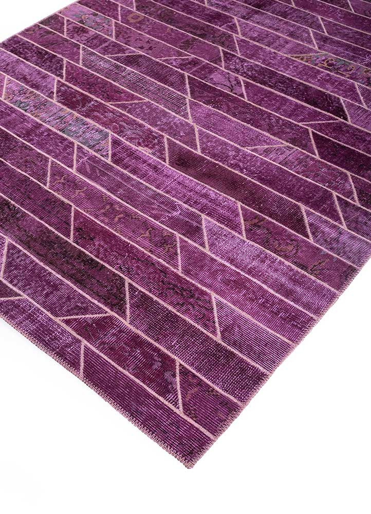 provenance pink and purple wool Hand Knotted Rug - FloorShot