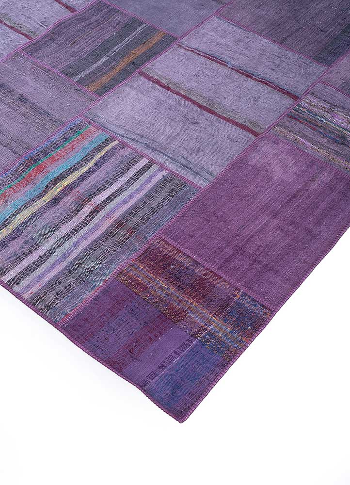 provenance pink and purple wool Hand Knotted Rug - FloorShot