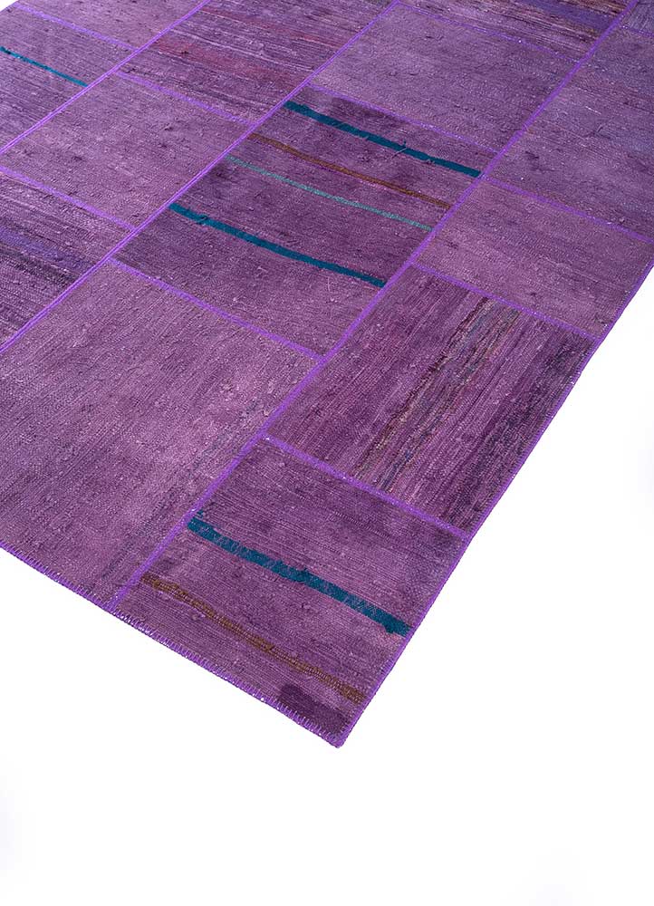 provenance pink and purple wool Hand Knotted Rug - FloorShot