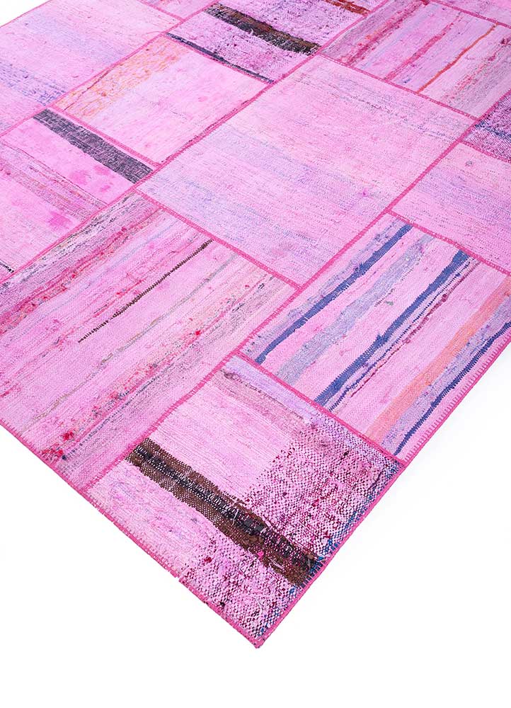 provenance pink and purple wool Hand Knotted Rug - FloorShot