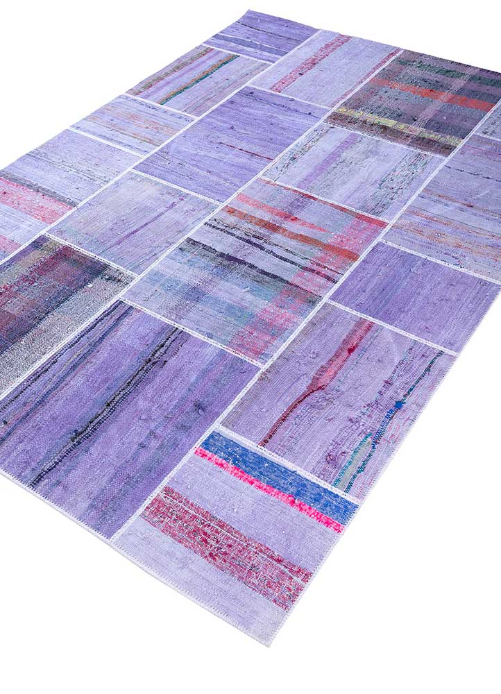 provenance pink and purple wool Hand Knotted Rug - FloorShot