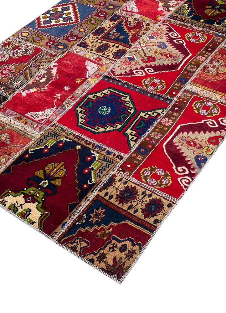 provenance red and orange wool Hand Knotted Rug - FloorShot