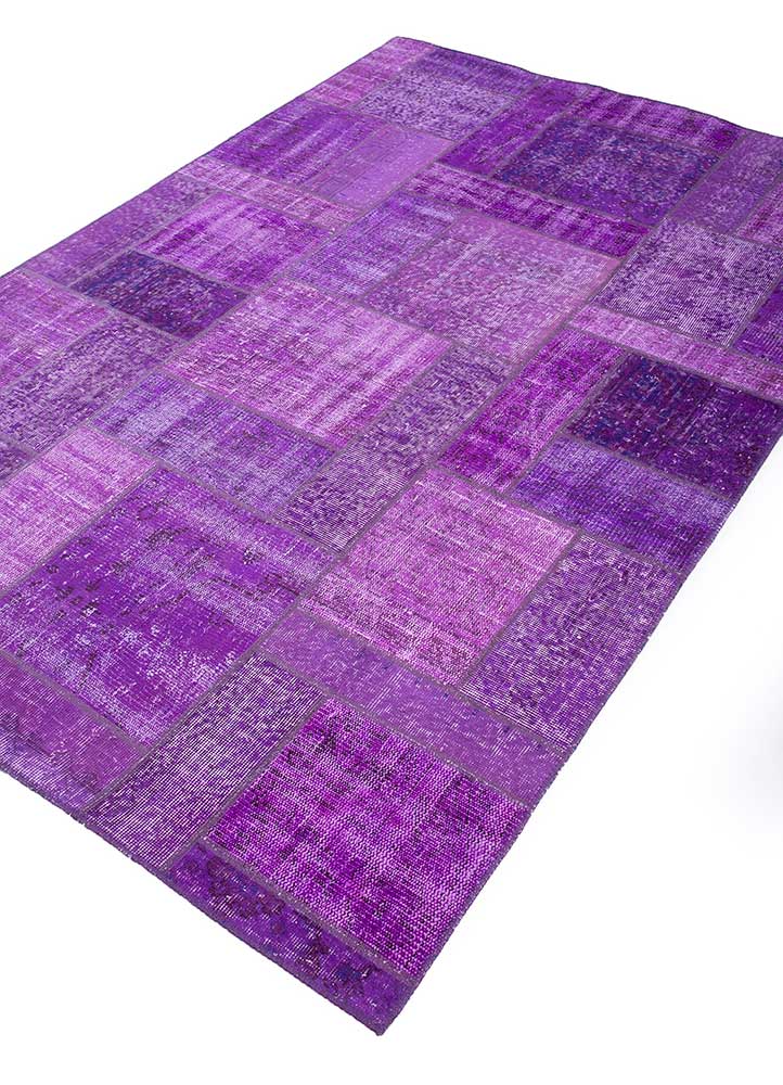 provenance pink and purple wool Hand Knotted Rug - FloorShot