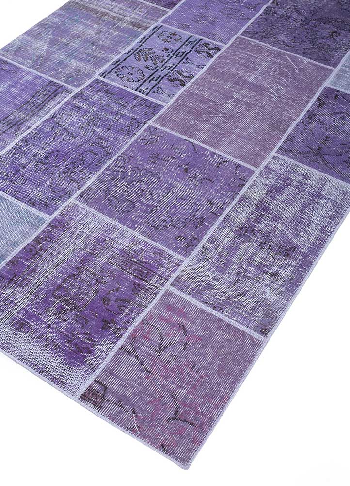 provenance pink and purple wool Hand Knotted Rug - FloorShot