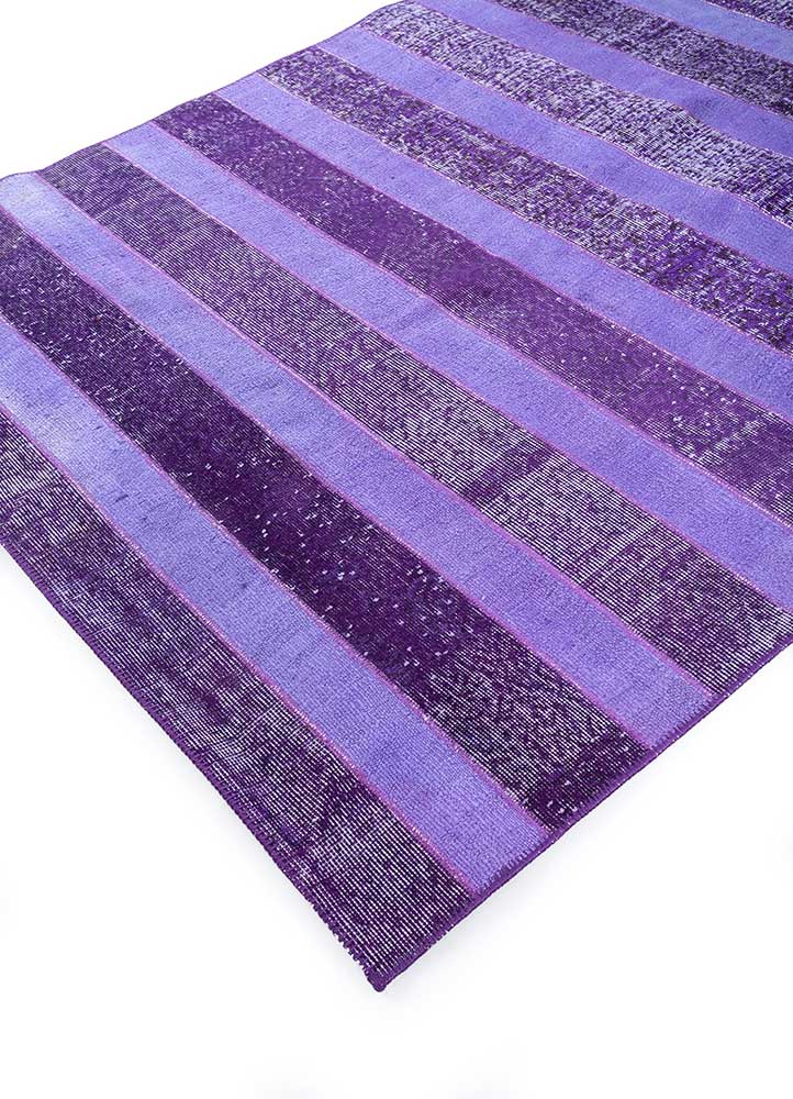 provenance pink and purple wool Hand Knotted Rug - FloorShot