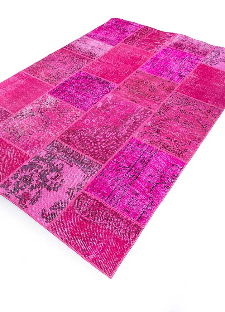 provenance pink and purple wool Hand Knotted Rug - FloorShot