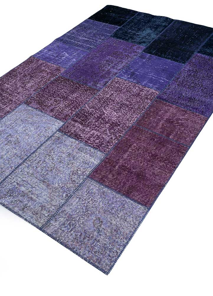 provenance pink and purple wool Hand Knotted Rug - FloorShot