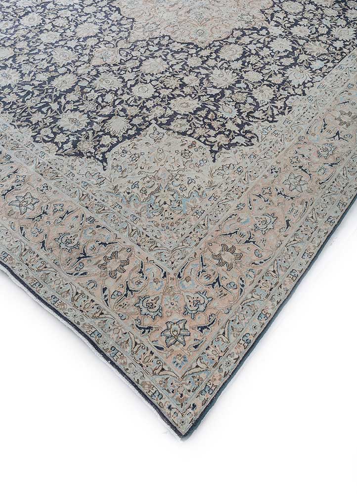 vintage grey and black wool Hand Knotted Rug - FloorShot