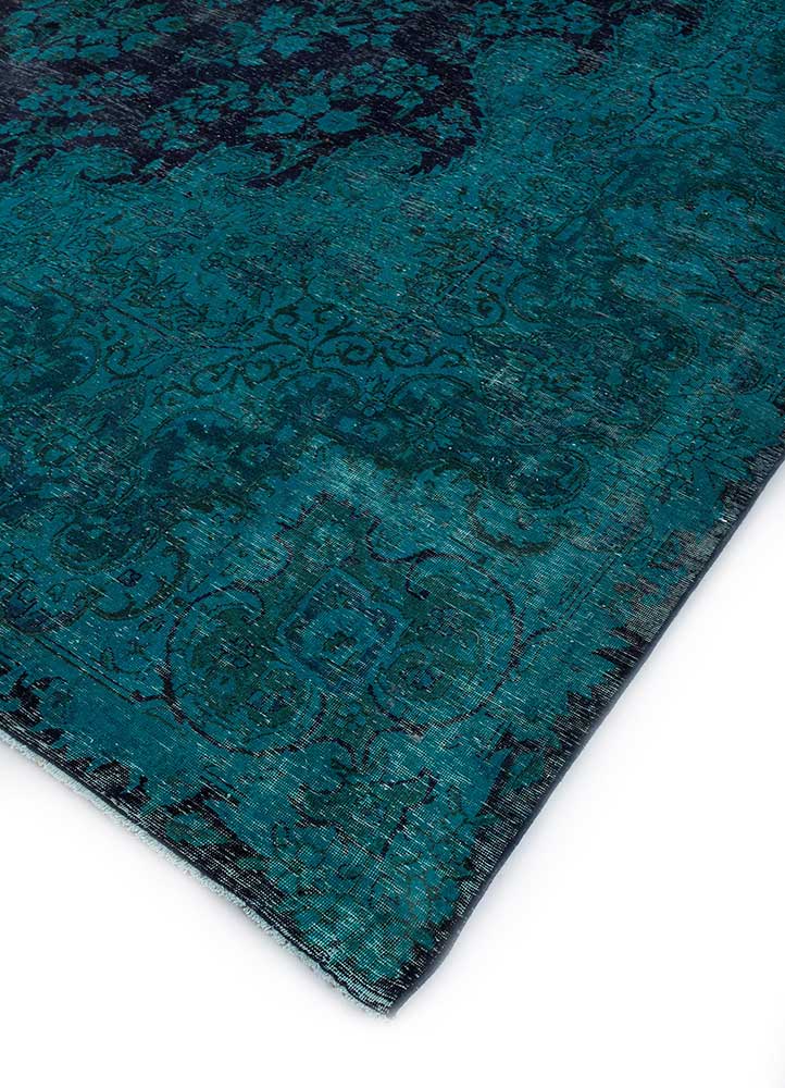 vintage green wool Hand Knotted Rug - FloorShot