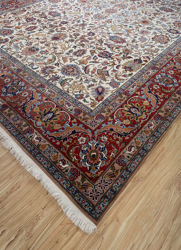 aalam ivory wool Hand Knotted Rug - FloorShot aalam ivory wool Hand Knotted Rug - FloorShot