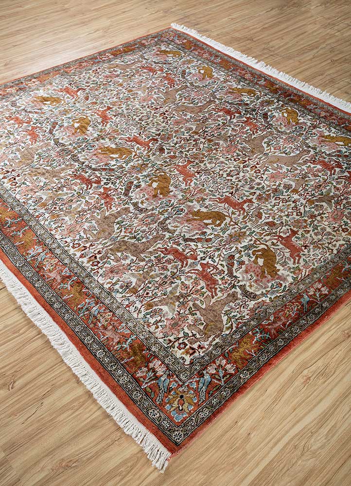 gulmarg ivory silk Hand Knotted Rug - FloorShot