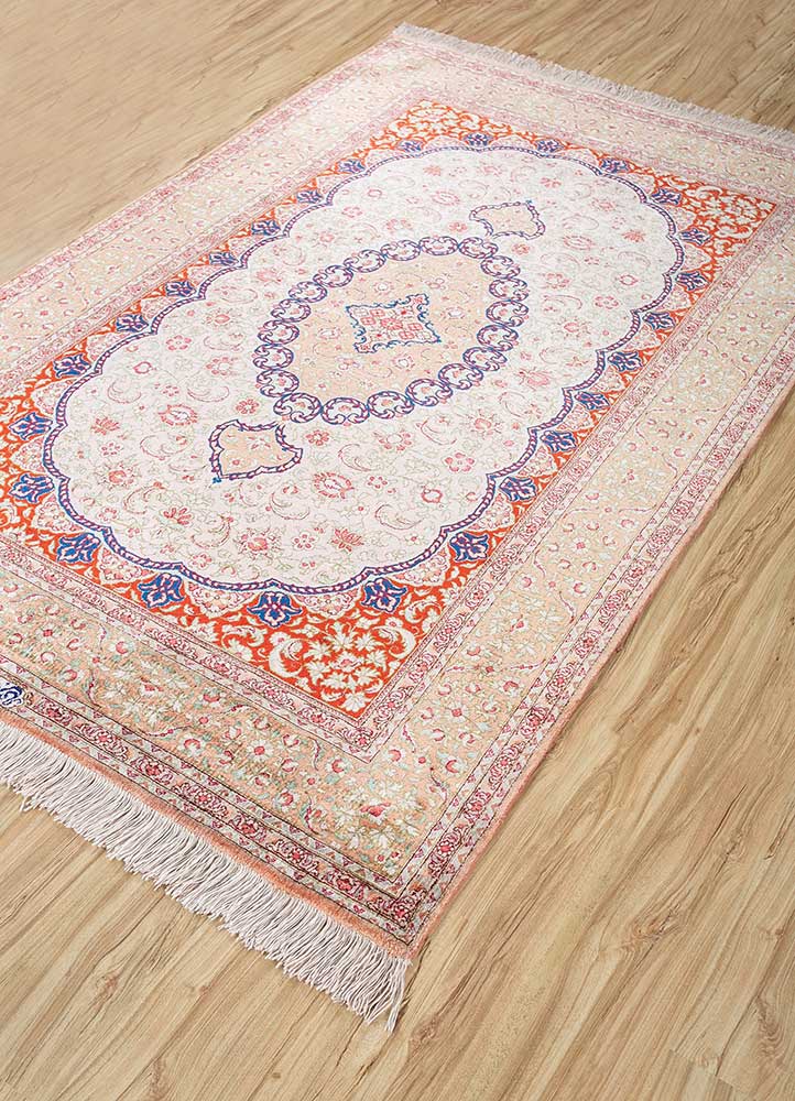 gulmarg pink and purple silk Hand Knotted Rug - FloorShot