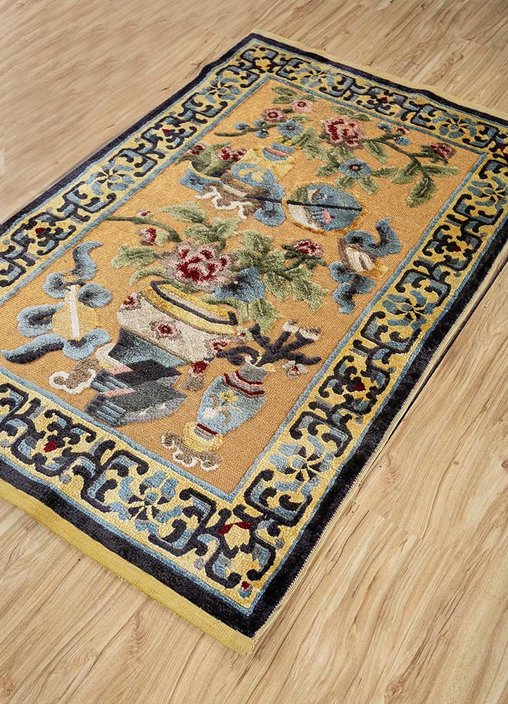 gulmarg gold silk Hand Knotted Rug - FloorShot