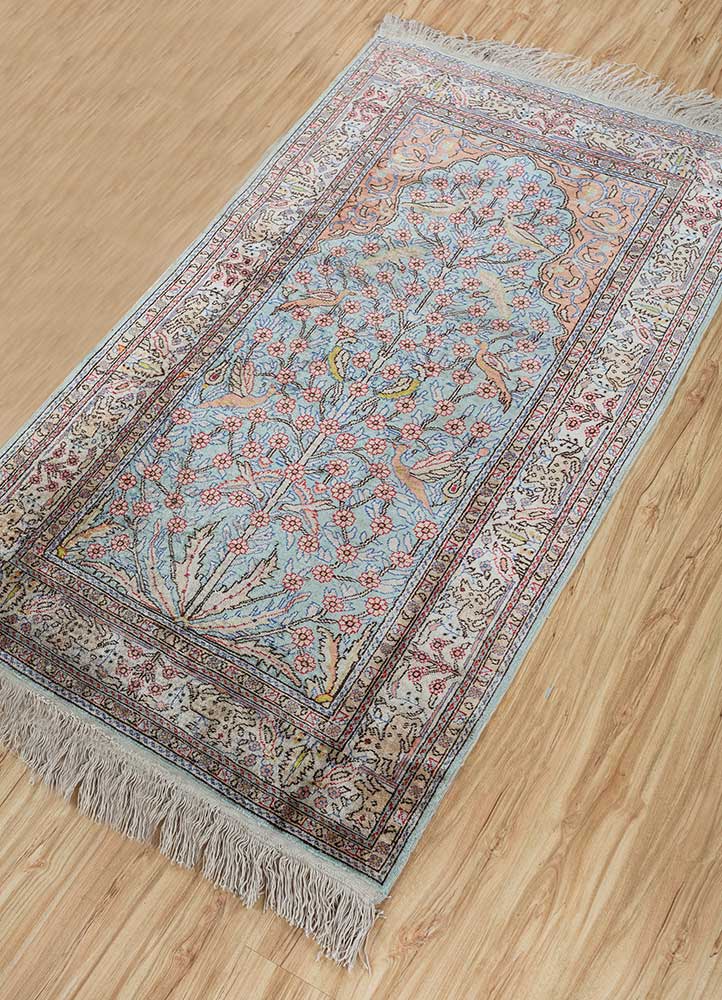 gulmarg blue silk Hand Knotted Rug - FloorShot