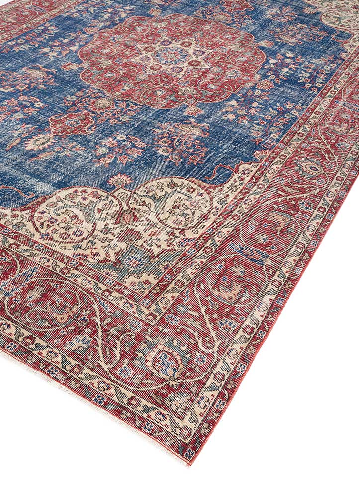 vintage blue wool Hand Knotted Rug - FloorShot