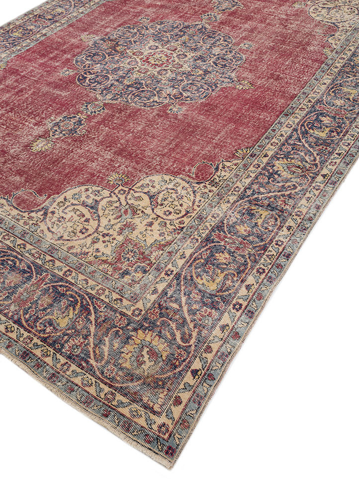 vintage red and orange wool Hand Knotted Rug - FloorShot vintage red and orange wool Hand Knotted Rug - FloorShot