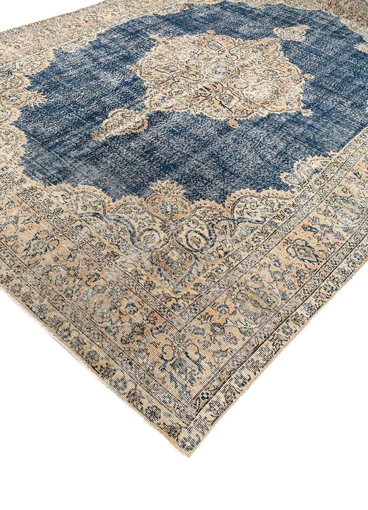 vintage blue wool Hand Knotted Rug - FloorShot