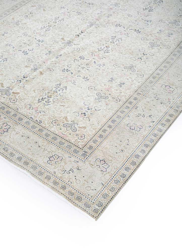 vintage beige and brown wool Hand Knotted Rug - FloorShot vintage beige and brown wool Hand Knotted Rug - FloorShot