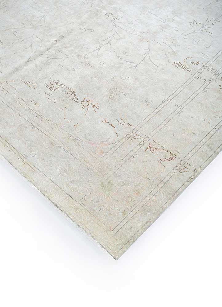 vintage ivory wool Hand Knotted Rug - FloorShot