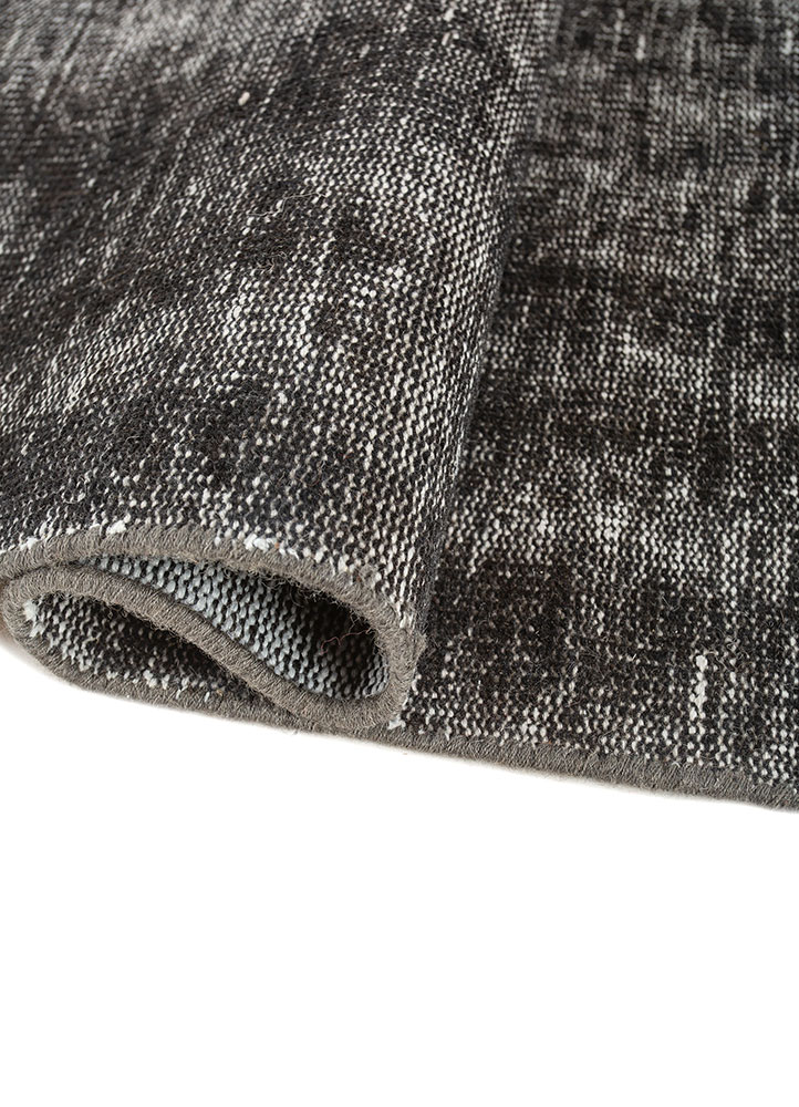 vintage grey and black wool Hand Knotted Rug - FloorShot