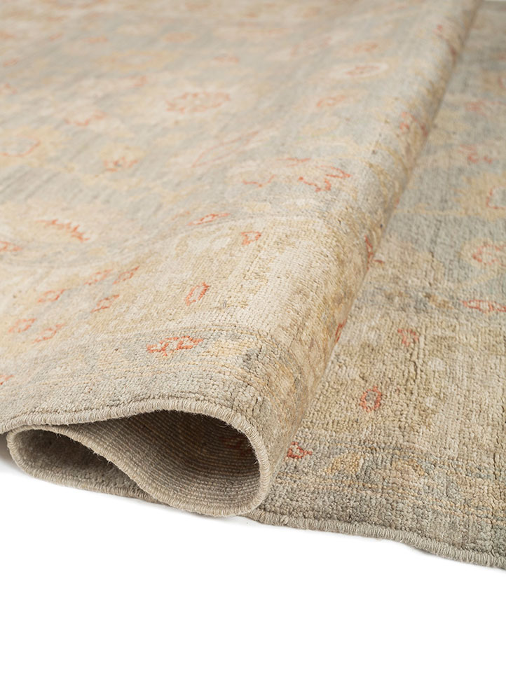 aalam blue wool Hand Knotted Rug - FloorShot