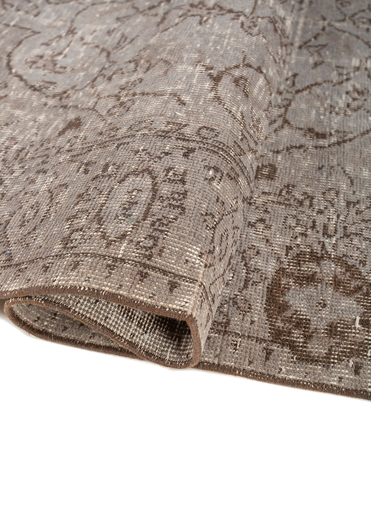 vintage grey and black wool Hand Knotted Rug - FloorShot