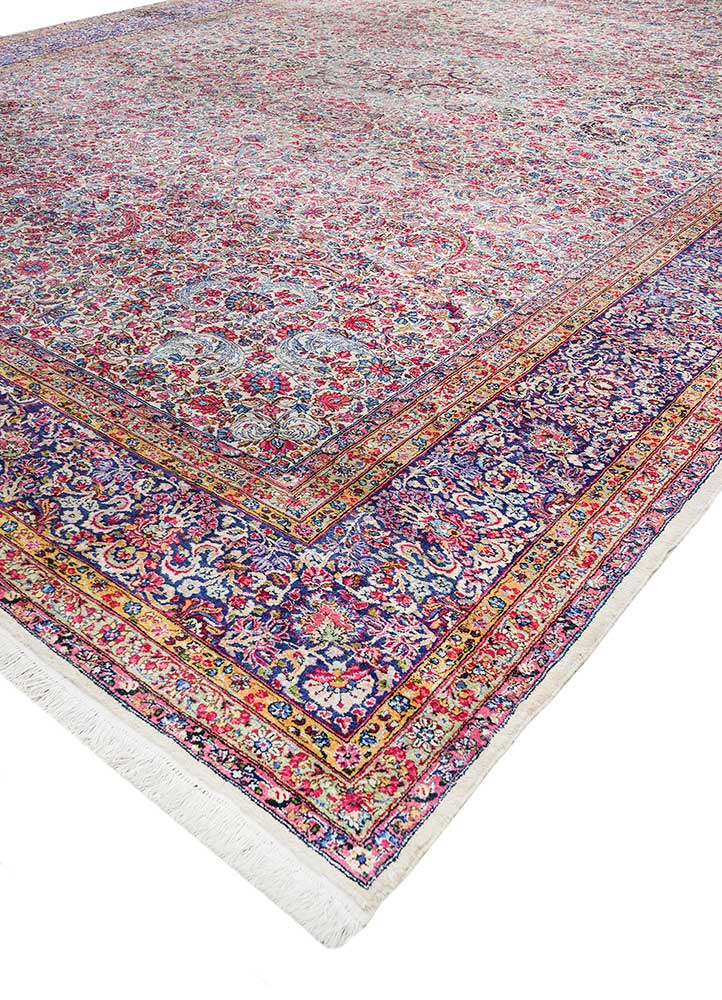 aalam blue wool Hand Knotted Rug - FloorShot