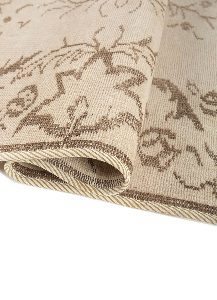 vintage ivory wool Hand Knotted Rug - FloorShot