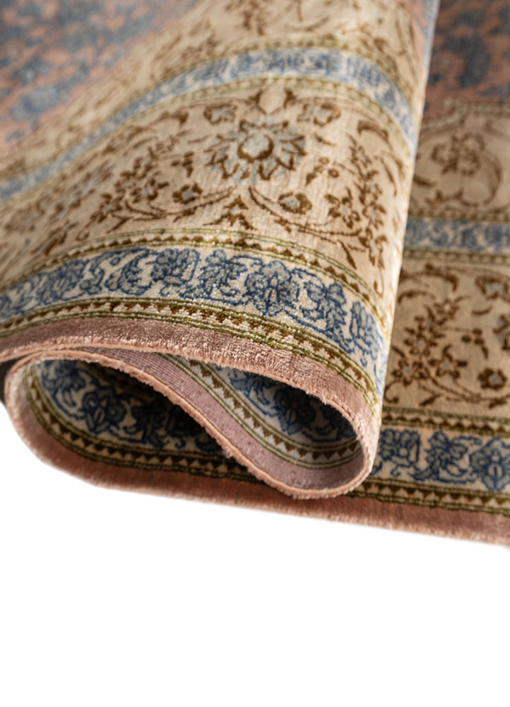 aalam ivory silk Hand Knotted Rug - FloorShot