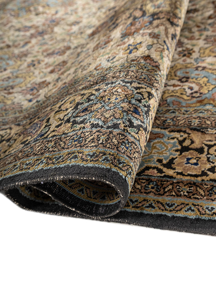 aalam green silk Hand Knotted Rug - FloorShot