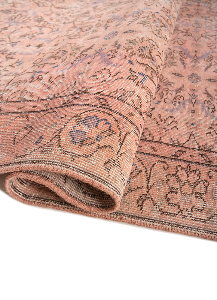 vintage pink and purple wool Hand Knotted Rug - FloorShot