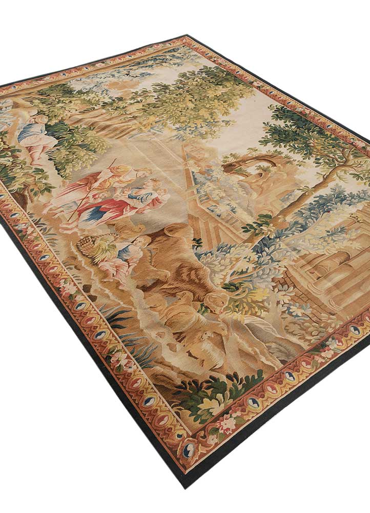 wall art beige and brown wool Hand woven Rug - FloorShot wall art beige and brown wool Hand woven Rug - FloorShot