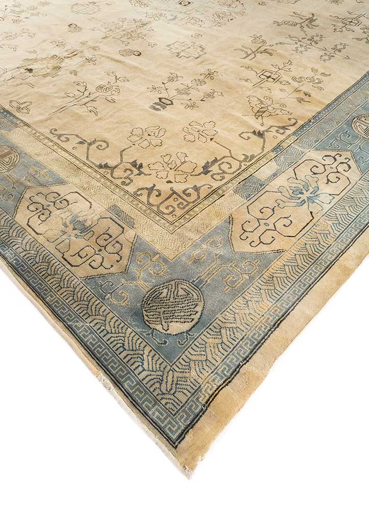 aalam blue wool Hand Knotted Rug - FloorShot