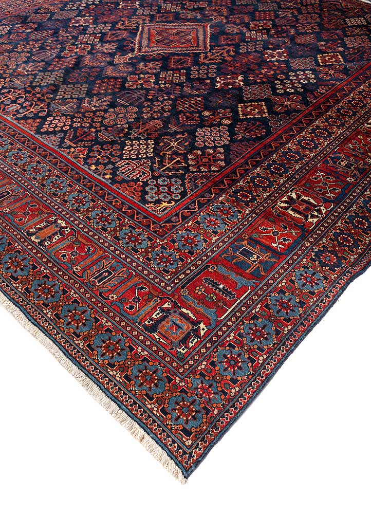 aalam blue wool Hand Knotted Rug - FloorShot