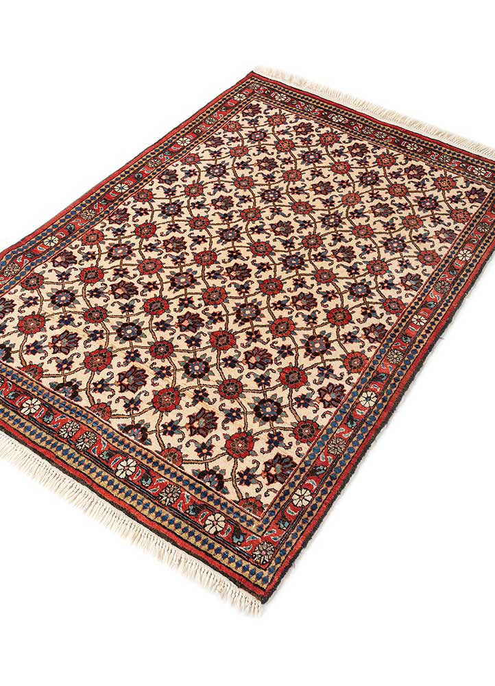 aalam ivory wool Hand Knotted Rug - FloorShot