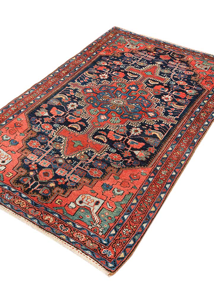 aalam blue wool Hand Knotted Rug - FloorShot