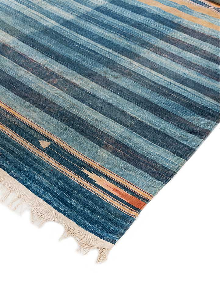 nayaab blue cotton Flat Weaves Rug - FloorShot