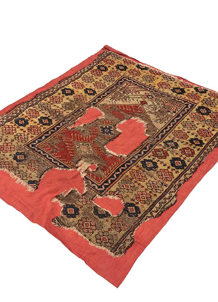 bespoke sile red and orange wool Wall Art Rug - FloorShot bespoke sile red and orange wool Wall Art Rug - FloorShot