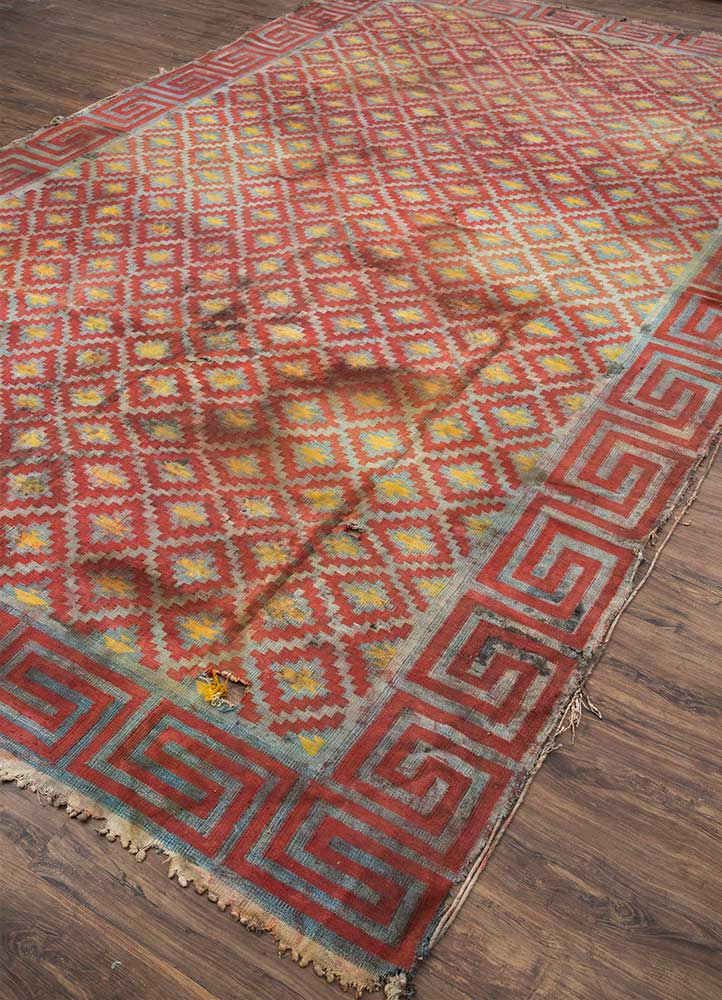 nayaab blue cotton Flat Weaves Rug - FloorShot