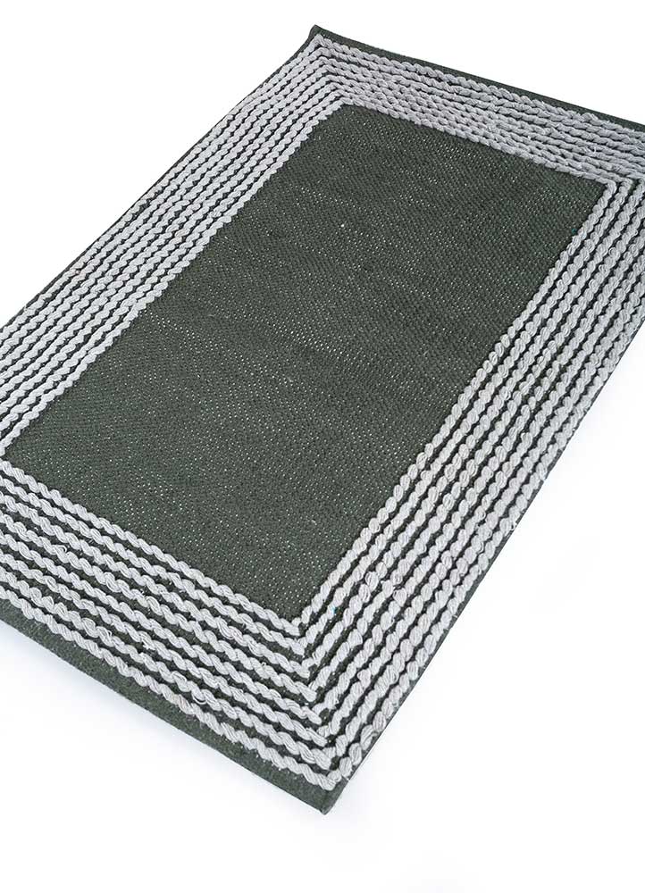 melange by nilaya green cotton Flat Weaves Rug - FloorShot