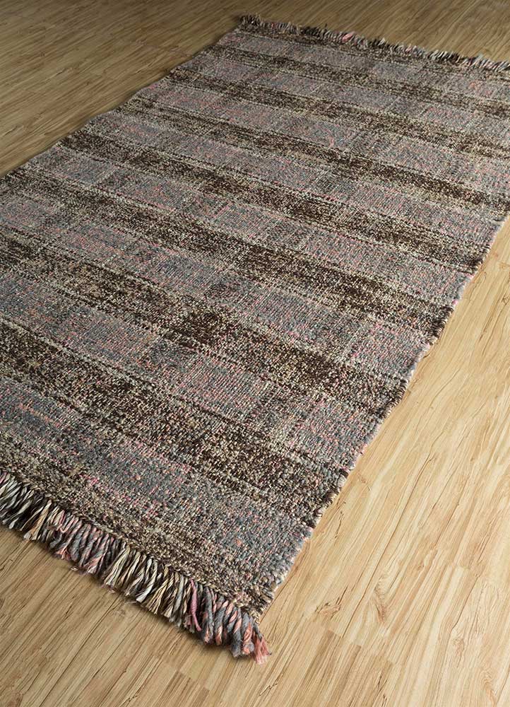 nomadic threads beige and brown wool Flat Weaves Rug - FloorShot